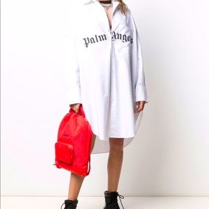 Palm Angels logo printed curved hem shirt dress